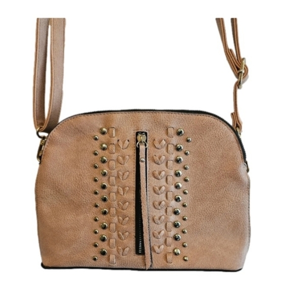 Sam & Hadley Mauve Pink studded shoulder Bag Tassel gold hardware pre-loved - Picture 8 of 16